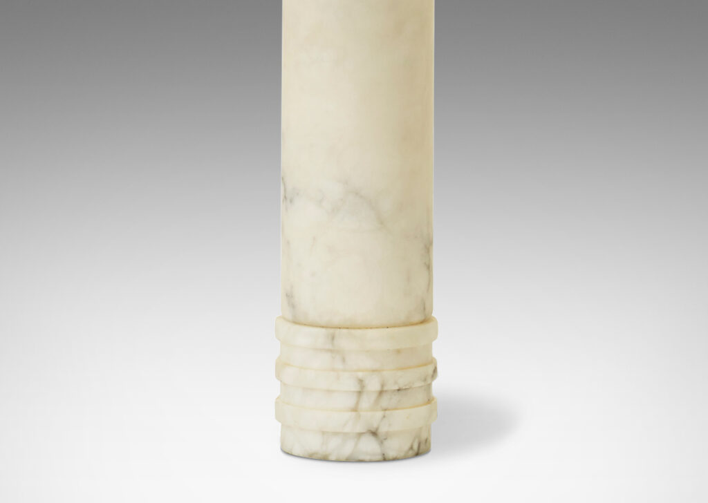 Gallery BAC tall cylindrical bases with a trio of raised rings on the bottom; lathed marble