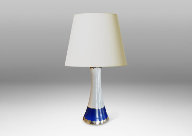 Gallery BAC flared form with scalloped design in royal blue and platinum leaf