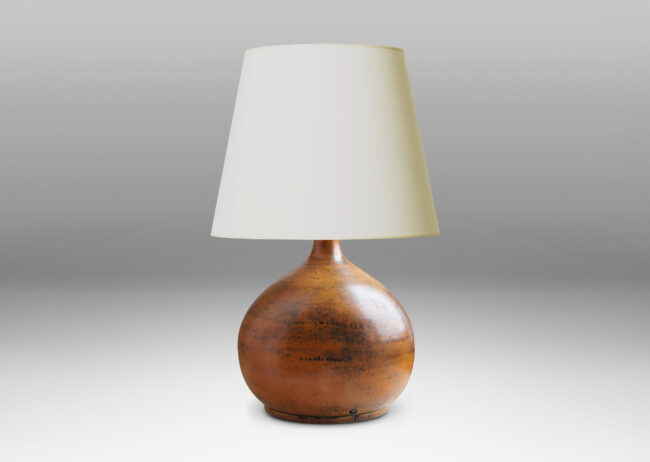 Gallery BAC bulb form with attenuated neck in orange-caramel with atmospheric dry brush brown