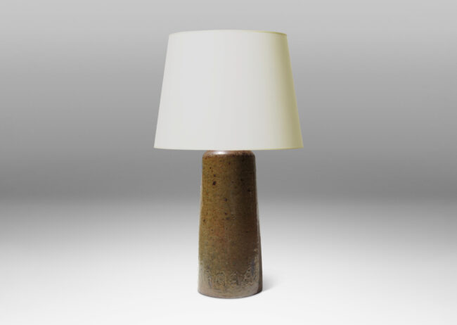 Gsllery BAC tall angled cylindrical pedestal with recessed neck and abstract motifs impressed at foot