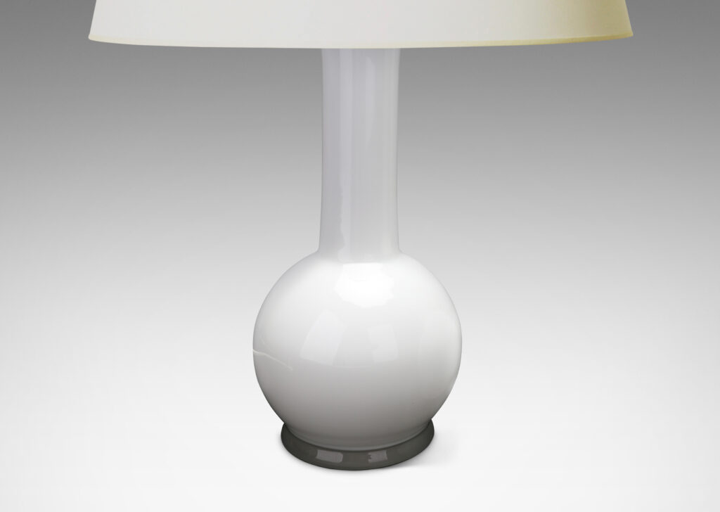 Gallery BAC tall Chinese vase forms with round bodies and tall necks in white-within-clear glass