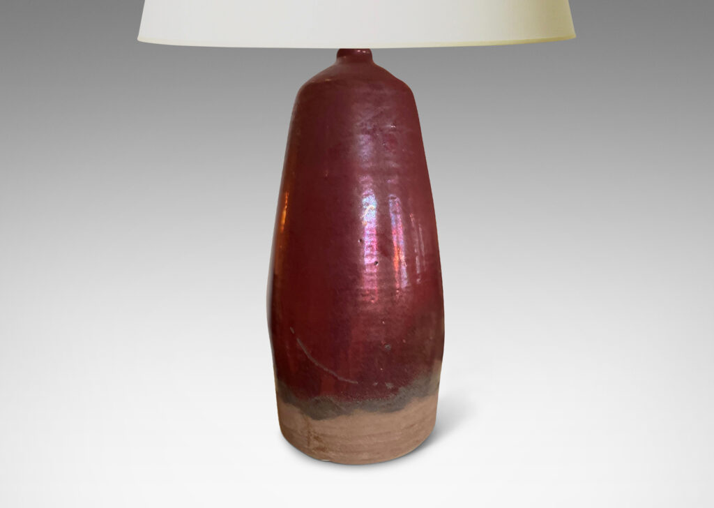 Gallery BAC organically modeled tapering form partially glazed in a rustic coppery red luster