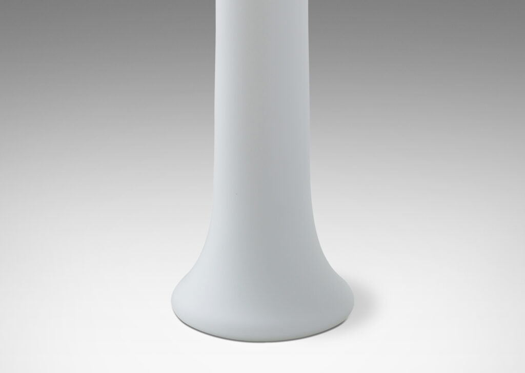 Gallery BAC slender column form on a flared base in sand-blasted white glass