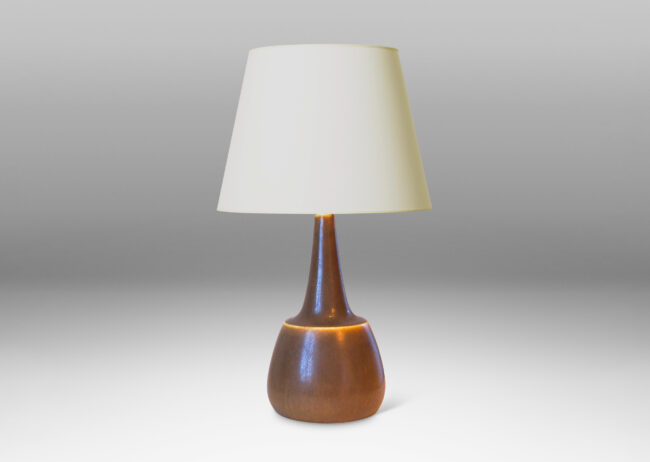 Gallery BAC bulbous form and tall conical neck in a soft toffee brown tone