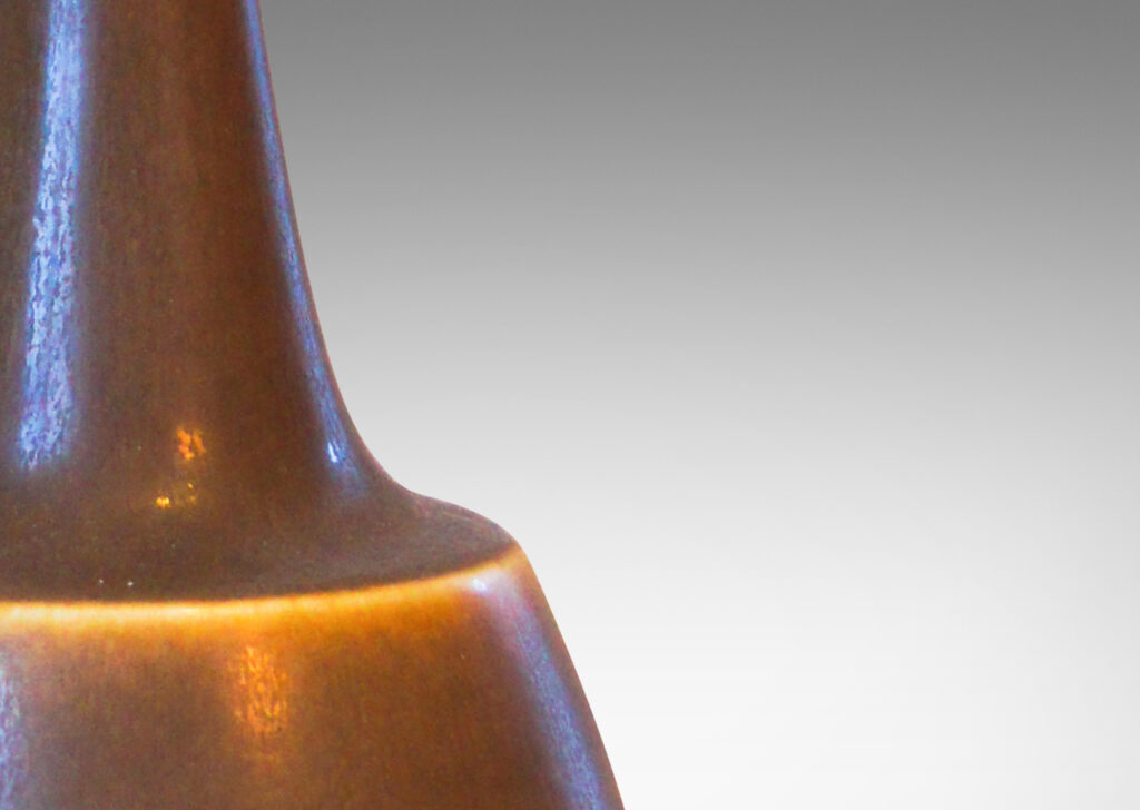 Gallery BAC bulbous form and tall conical neck in a soft toffee brown tone