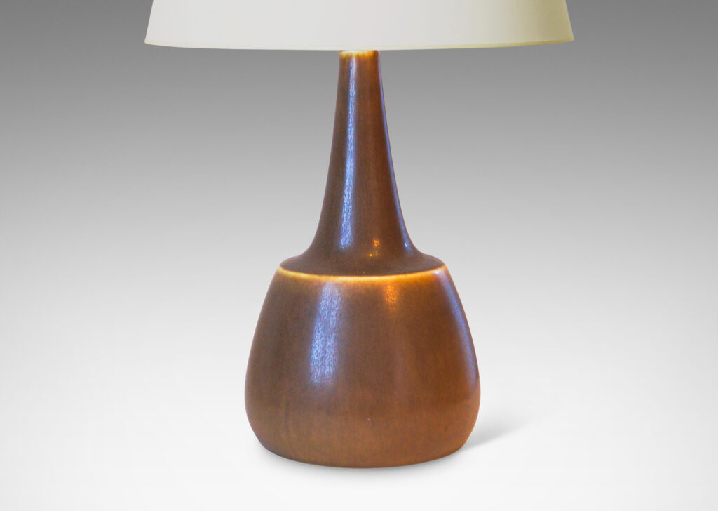 Gallery BAC bulbous form and tall conical neck in a soft toffee brown tone