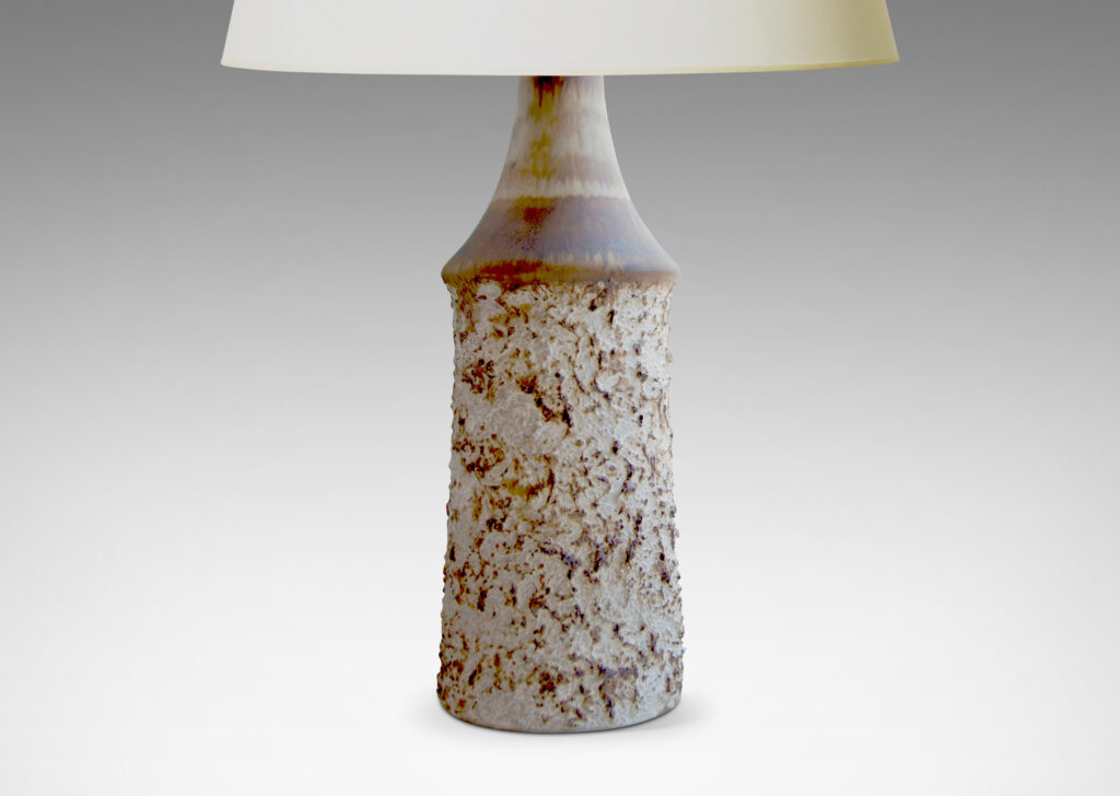 Gallery BAC rustic cylindrical form with a sloping cap, in matte white and brown