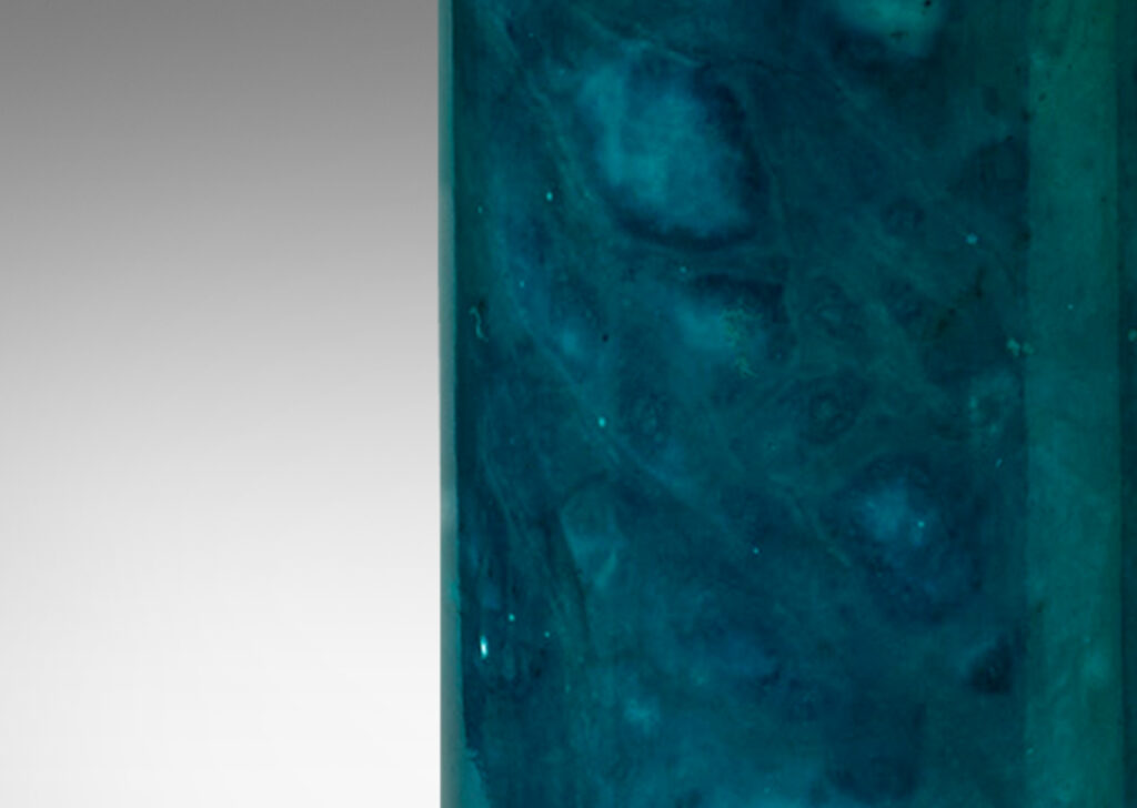 Gallery BAC columnar form in a saturated turquoise-hued composite stone