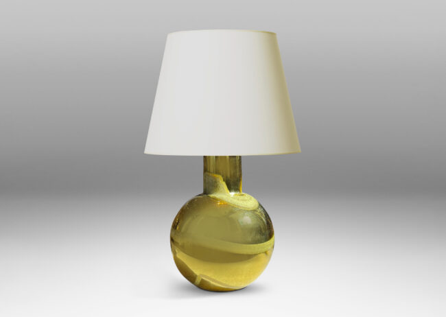 Gallery BAC globe form base with wide neck crafted in gold mirrored glass