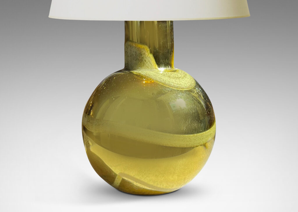 Gallery BAC globe form base with wide neck crafted in gold mirrored glass