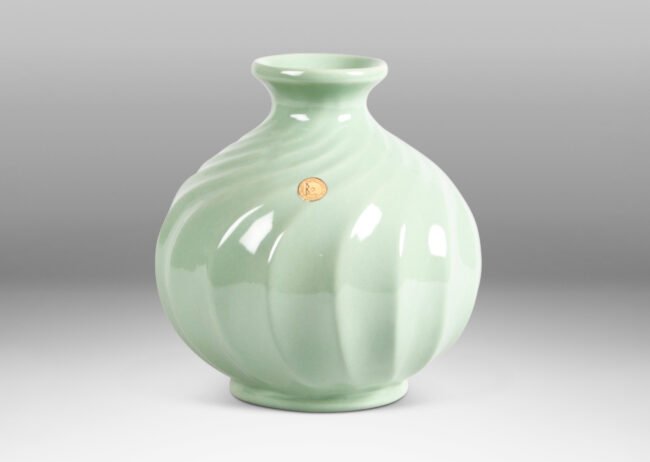 Gallery BAC swirling vertical flutes and a gloss celadon glaze