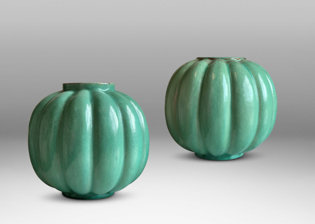 Gallery BAC pumpkin-like lobed forms in a cheerful celadon glaze