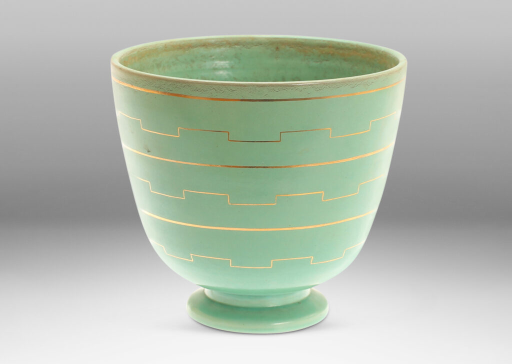 Gallery BAC in celadon with gilded pinstripes and Greek meanders