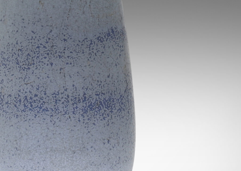 Gallery BAC large scale attenuated urn form with sinuous modeling and airy French and powder blue stipple eggshell finish glaze