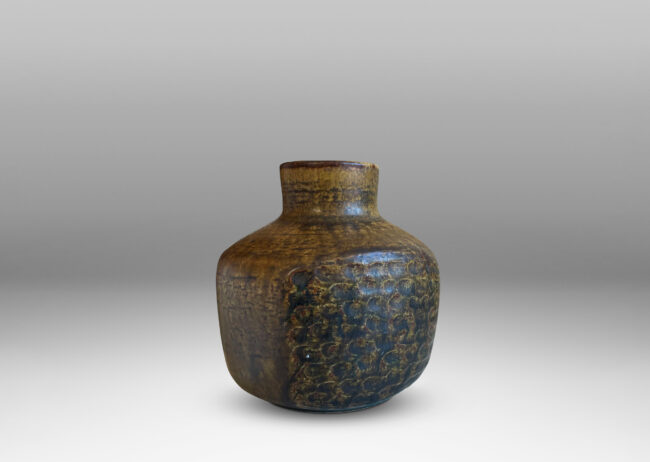 Gallery BAC angular jug form in green-brown glaze