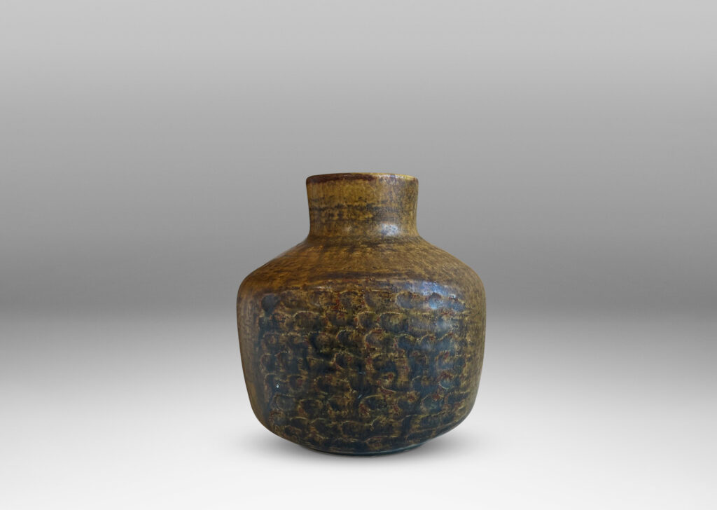 Gallery BAC angular jug form in green-brown glaze