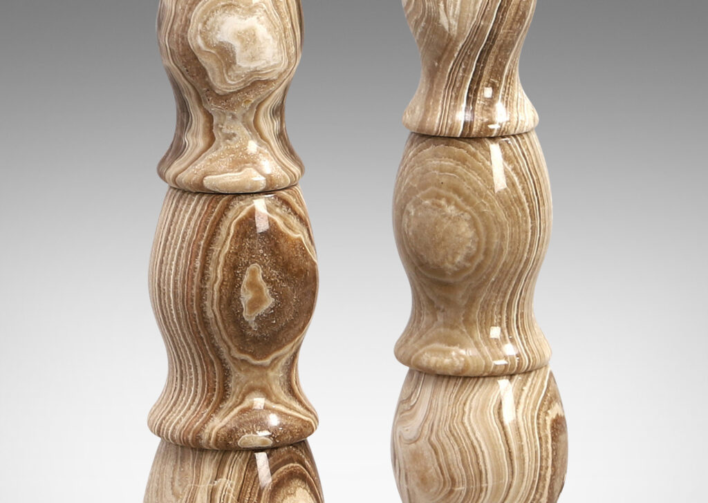 Gallery BAC knobbed form stand in lathed figured onyx