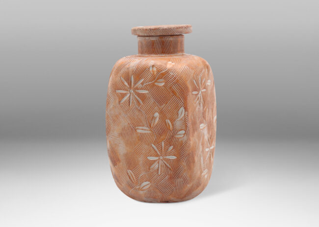 Gallery BAC crosshatch texture overlayed with floral motifs, in peachy brown tones