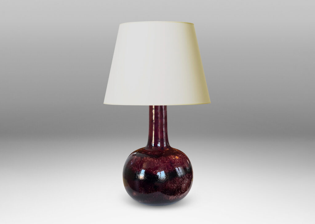 Gallery BAC raditional gourd form with tall neck in a rich burgundy glaze