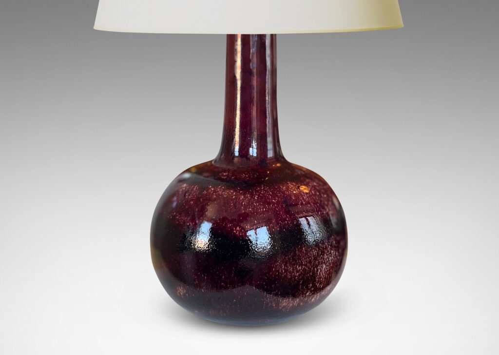 Gallery BAC raditional gourd form with tall neck in a rich burgundy glaze