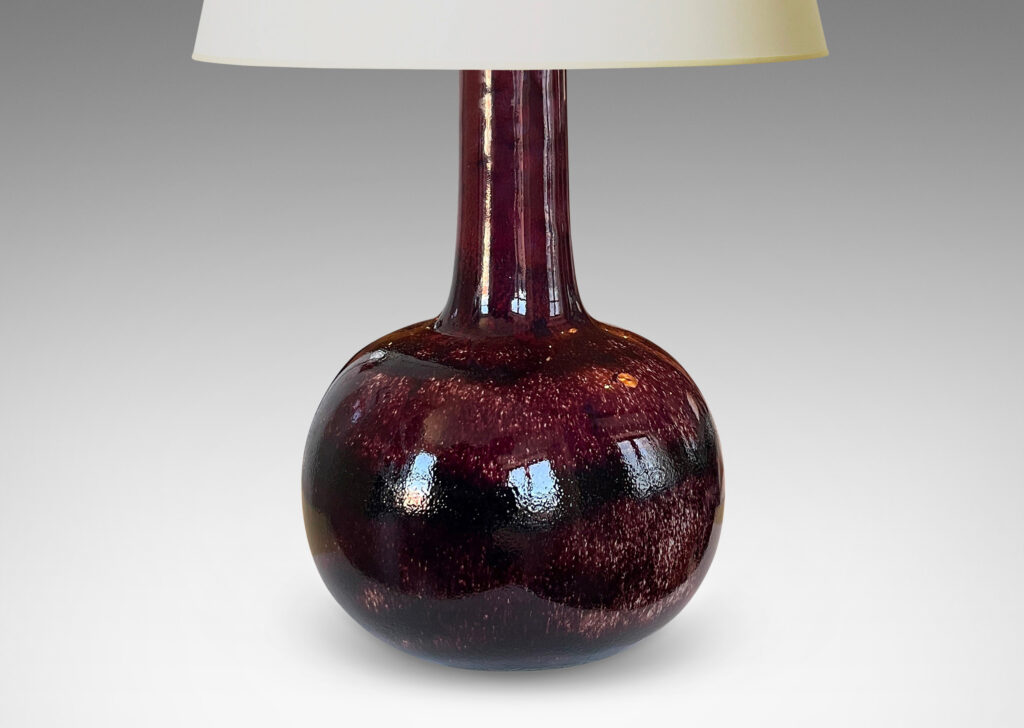 Gallery BAC raditional gourd form with tall neck in a rich burgundy glaze