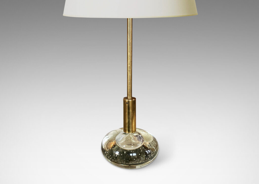 Gallery BAC low crystal base with engaged bubbles, and brass stand