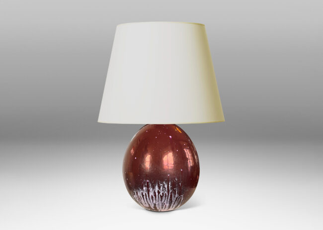 Gallery BAC ovoid form in copper luster with brushy pale pink accents