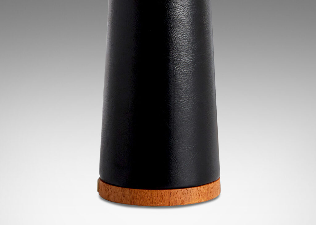 Gallery BAC tall conical forms; teak and leather