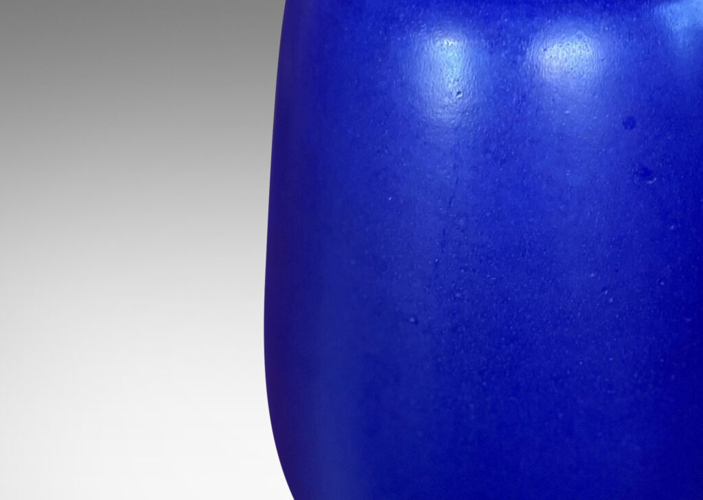 Gallery BAC softly modeled raked ovoid form in stoneware with saturated blue glaze