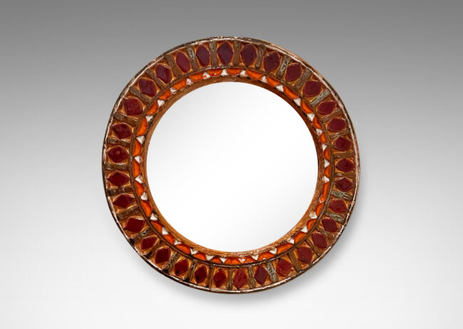 Gallery BAC bejeweled-looking glazed earthenware frame in rich garnet, amethyst and orange tones