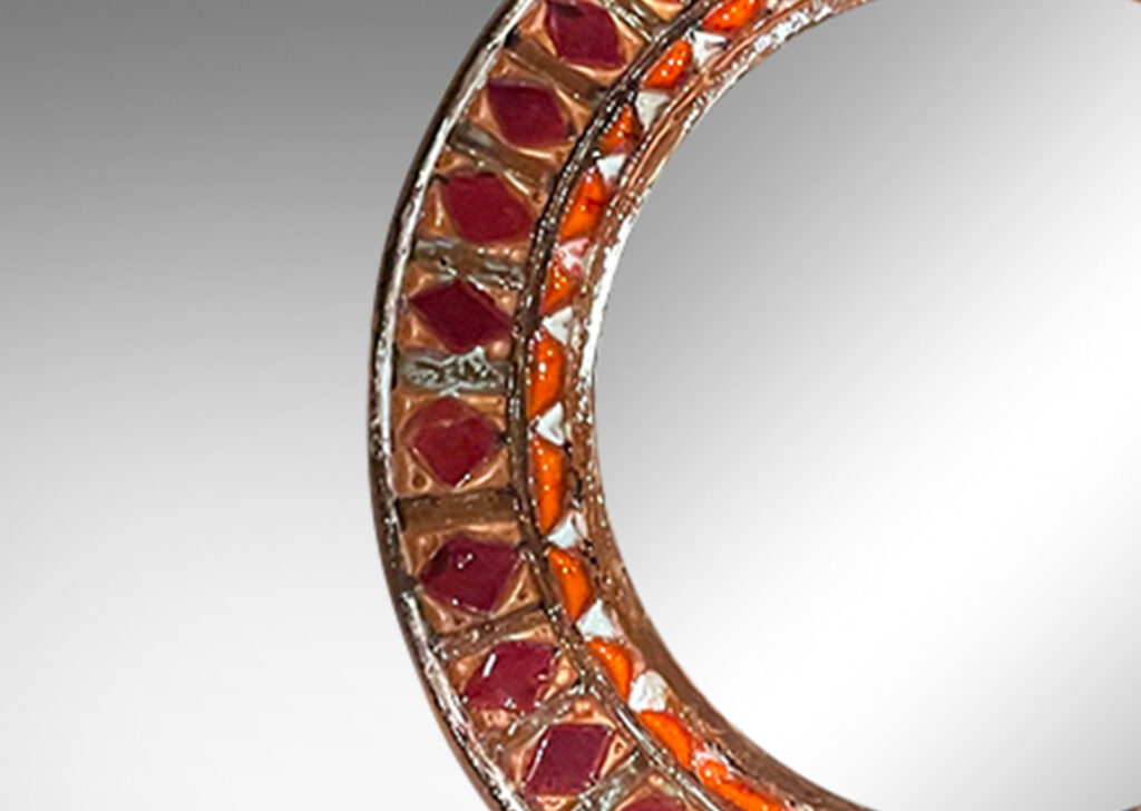 Gallery BAC bejeweled-looking glazed earthenware frame in rich garnet, amethyst and orange tones