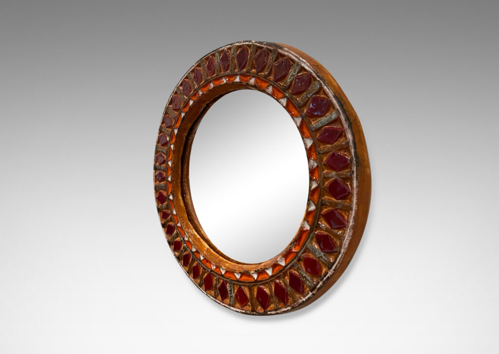 Gallery BAC bejeweled-looking glazed earthenware frame in rich garnet, amethyst and orange tones