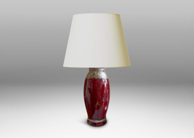 Gallery BAC tall tapered ovoid form crafted in earthenware and glazed in a rich Burgundy tone