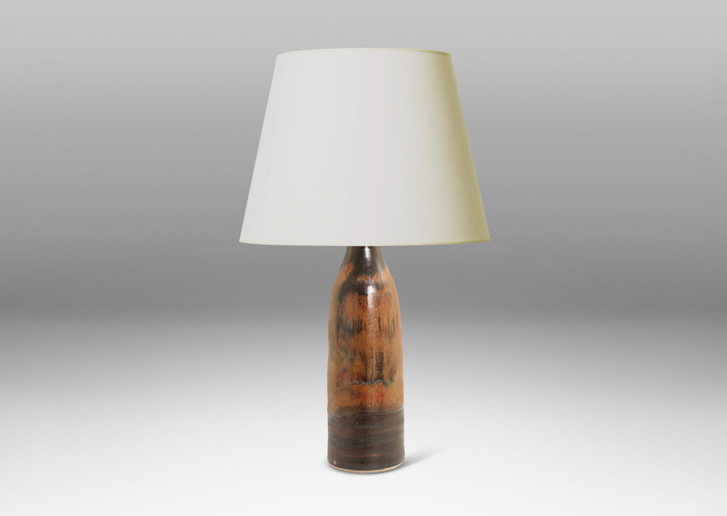 Gallery BAC tall, bottle-like form in a black and rust-copper luster glazing