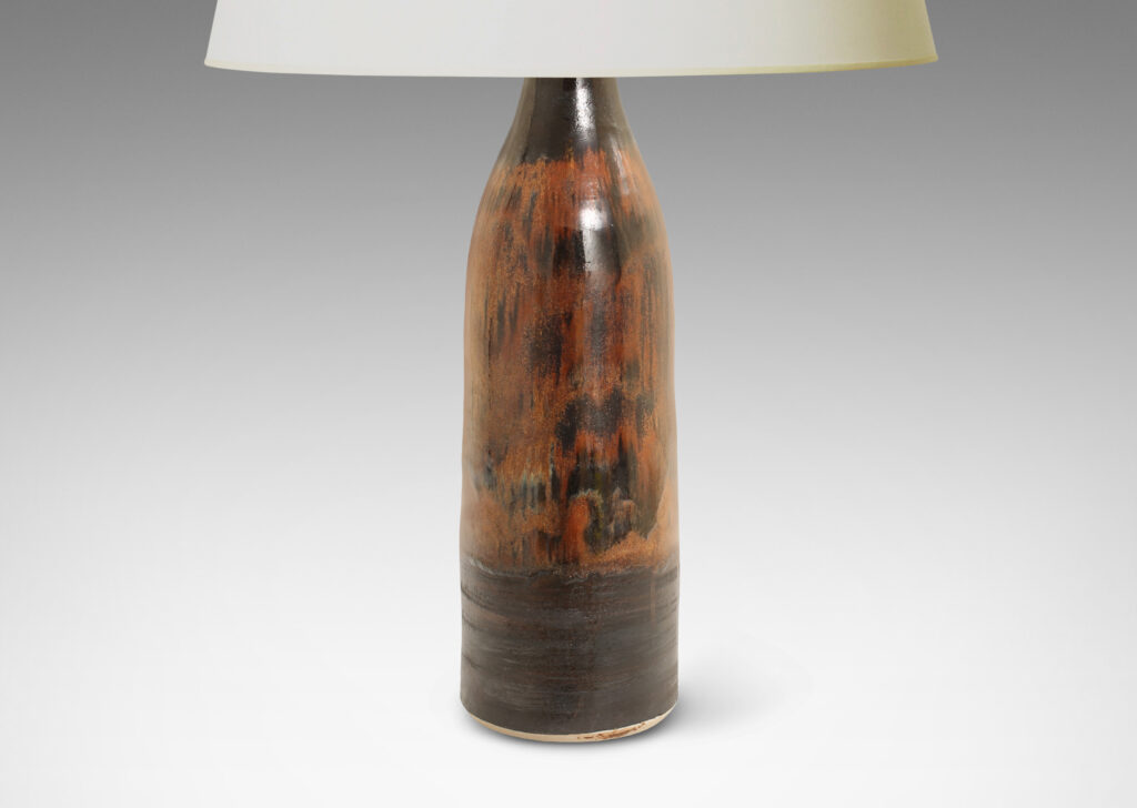 Gallery BAC tall, bottle-like form in a black and rust-copper luster glazing