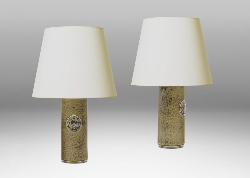 Gallery BAC round column forms with snowflake medallions in taupe with brown dappling