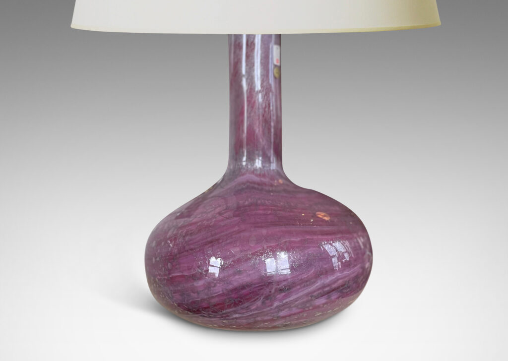 Gallery BAC decanter-like form hand-blown in swirling purple glass