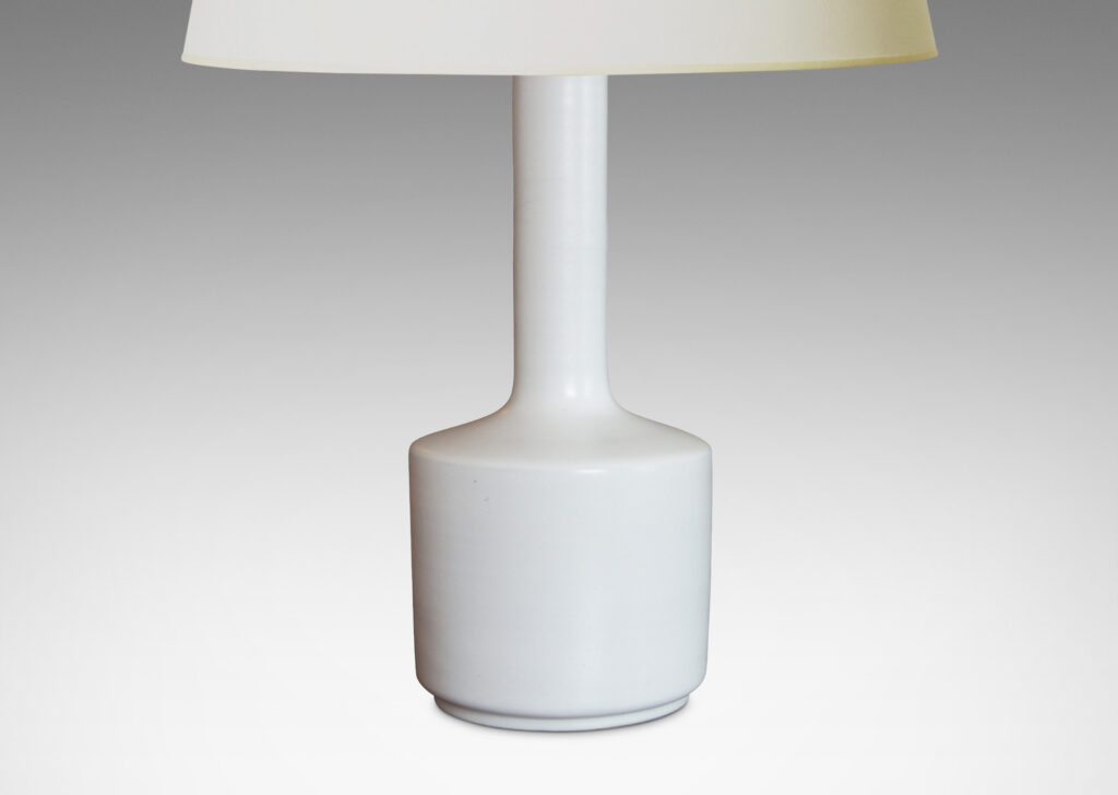 Gallery BAC drum bases with tall necks in a soft satiny off-white glaze