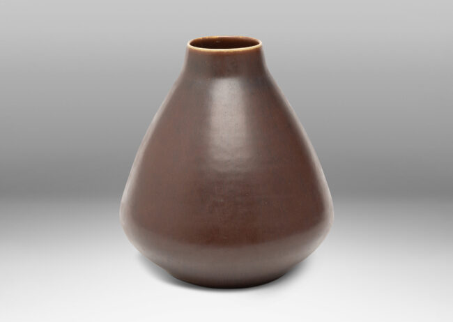 Gallery BAC organically modeled conical form in a brown hare’s fur glaze