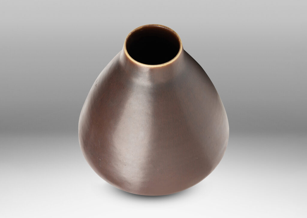 Gallery BAC organically modeled conical form in a brown hare’s fur glaze