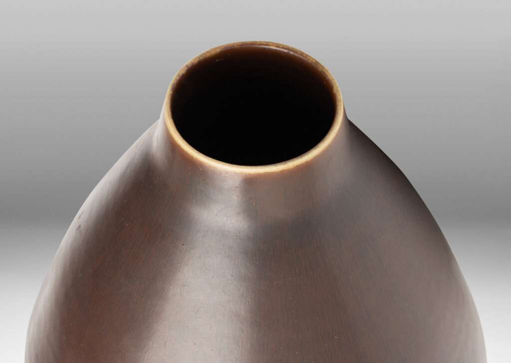 Gallery BAC organically modeled conical form in a brown hare’s fur glaze