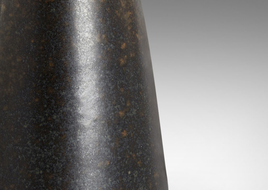 Gallery BAC contoured conical form in sponged dark brown glazing