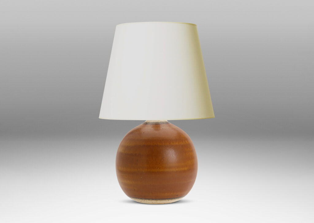 Gallery BAC large spherical form in a warm brown harefur glaze with nougat-like effect at neck