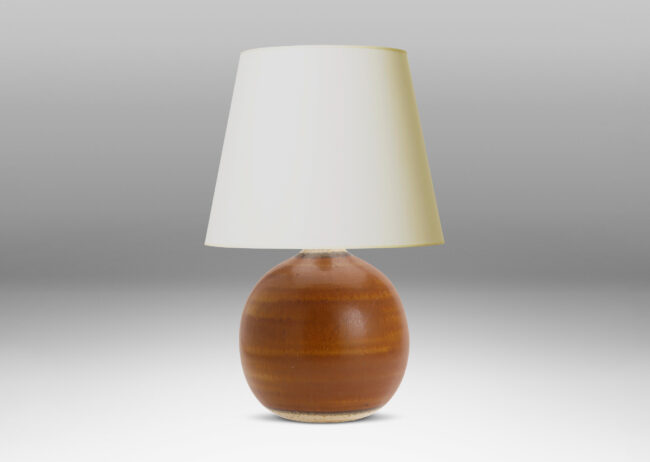 Gallery BAC large spherical form in a warm brown harefur glaze with nougat-like effect at neck