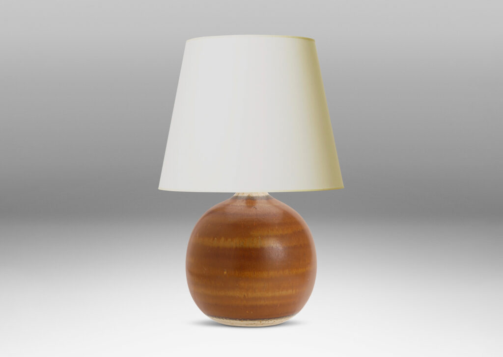 Gallery BAC large spherical form in a warm brown harefur glaze with nougat-like effect at neck