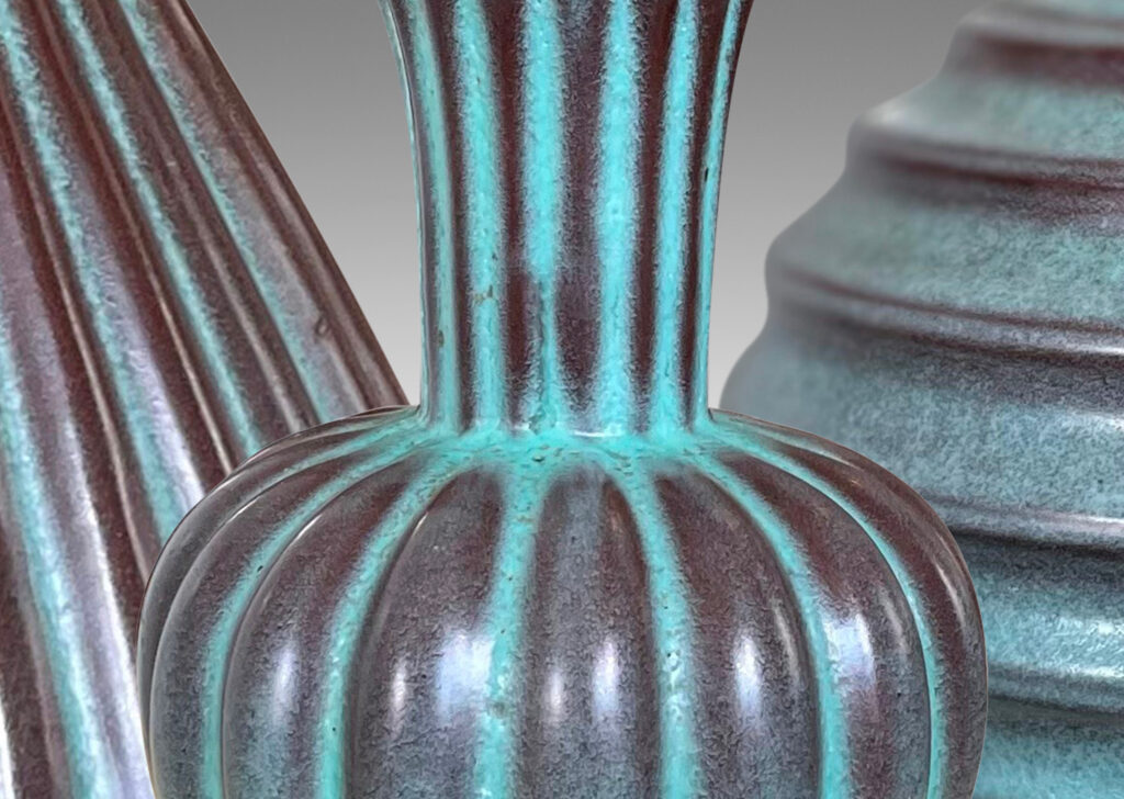 Gallery BAC earthenware with pale turquoise-brown “Lava: glaze;