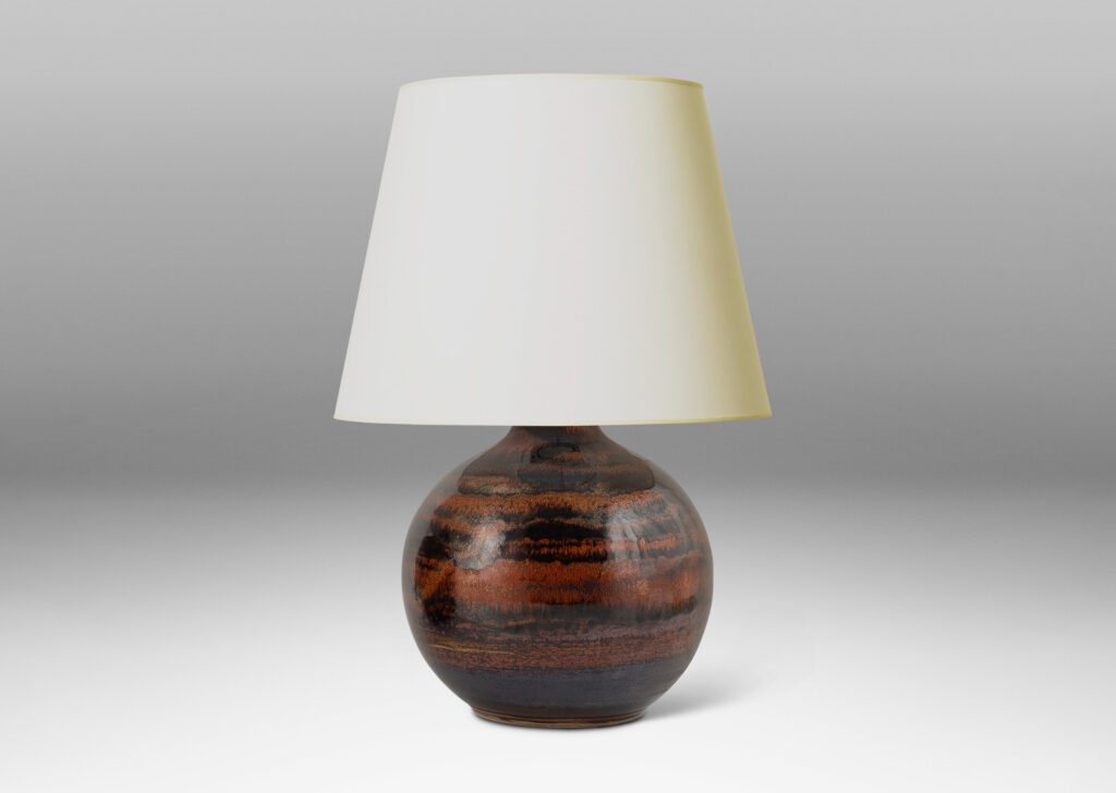 Gallery BAC plump globe forms in black and rust-red luster glaze