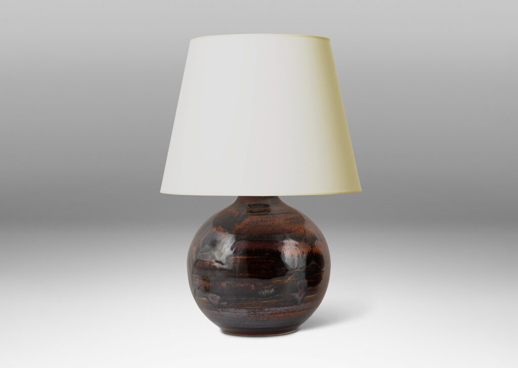 Gallery BAC plump globe forms in black and rust-red luster glaze