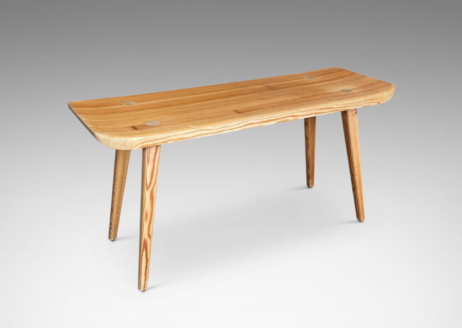 Gallery BAC organically modeled plank tops on splayed tapered legs; solid pine