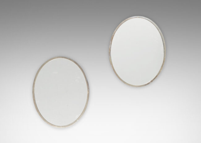 Gallery BAC oval mirrors with nickel-plated frames